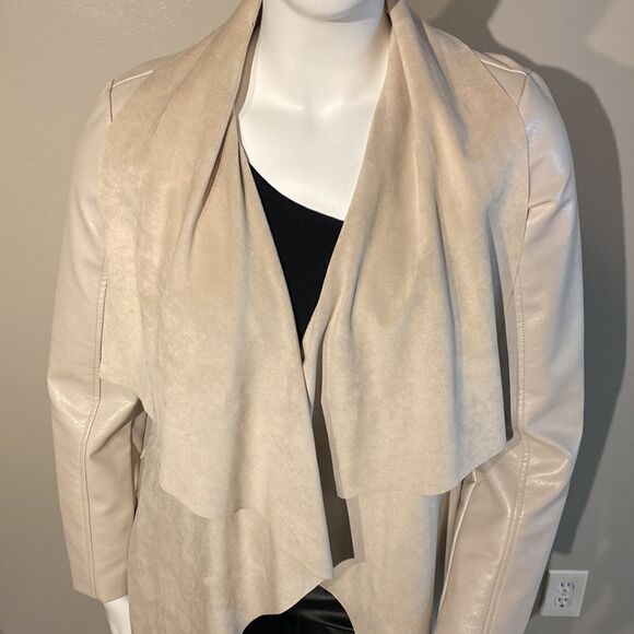 Womens Beautiful High- Low Faux Leather & Suede Jacket - Size Large - Picture 9 of 12